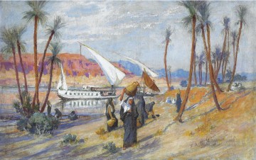 Árabe Painting - CARRIADORES DE AGUA POR EL NILO Frederick Arthur Bridgman Arab
